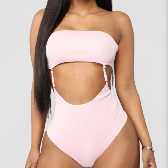 FASHION NOVA BODYSUIT PINK SIZE L LARGE - Picture 1 of 4